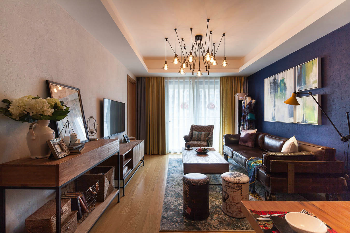 烟台振华国际广场小区150平混搭装修风格设计效果图