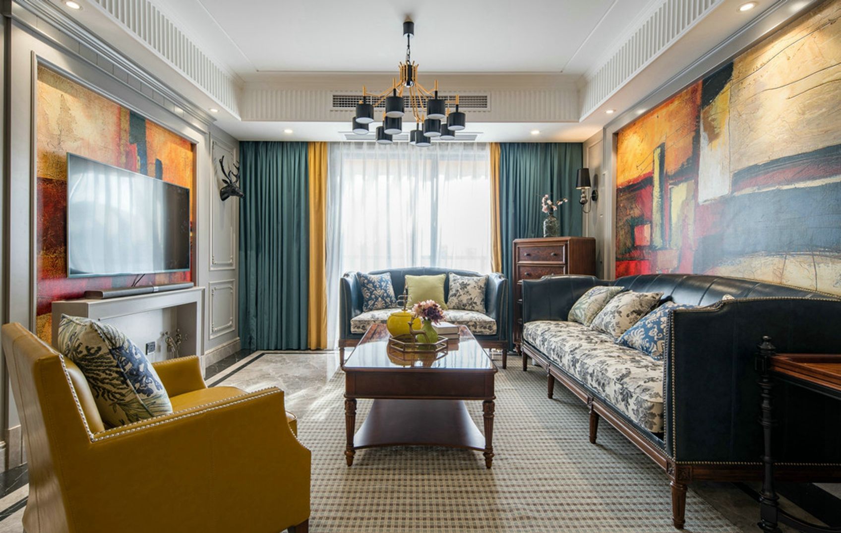 青岛绿地香颂68平混搭装修效果图