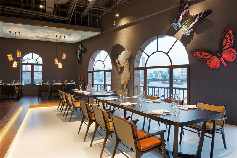 湖州现代风格西餐厅设计装修效果图