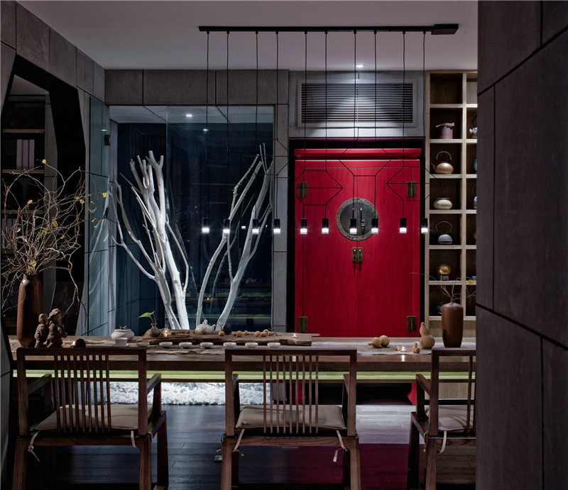 大连新中式风格设计茶楼会所装修效果图