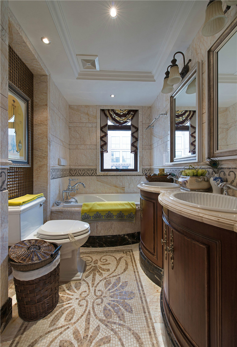 苏州鸿儒世家240平米美式田园风格别墅设计装修效果图