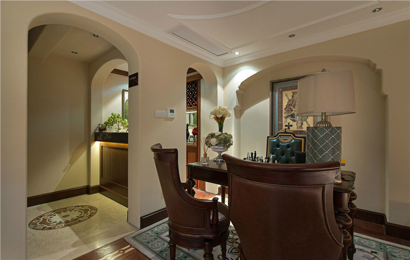 苏州鸿儒世家240平米美式田园风格别墅设计装修效果图