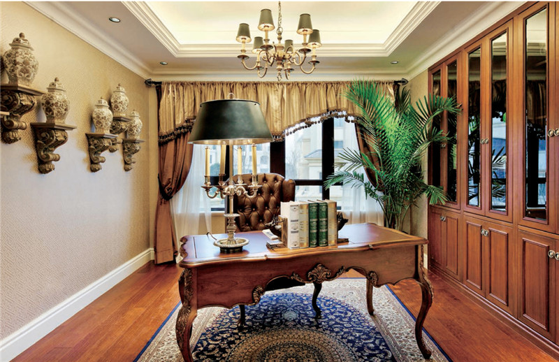 沈阳莱茵河畔365平米美式田园风格别墅设计装修效果图