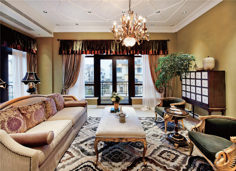 沈阳莱茵河畔365平米美式田园风格别墅设计装修效果图