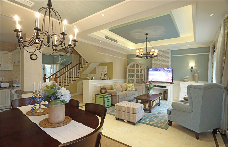 遵义沪路1号268平米美式风格别墅设计装修效果图