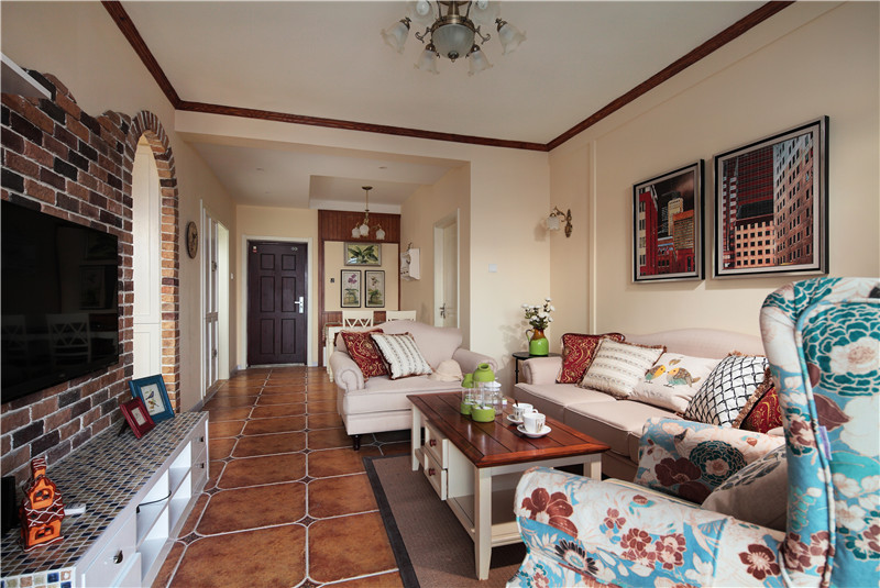 深圳深业新岸线田园风格91平米设计装修效果图