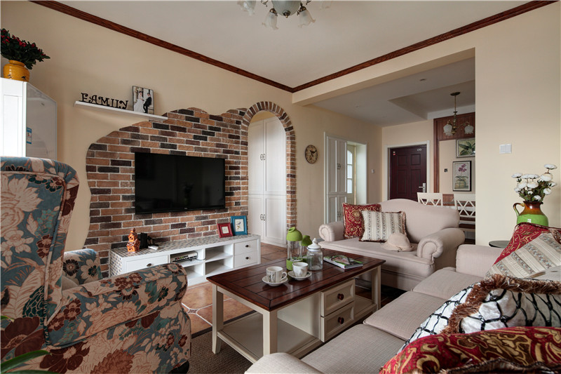 深圳深业新岸线田园风格91平米设计装修效果图