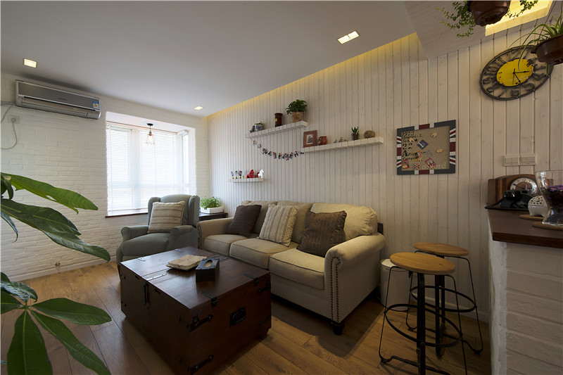 重庆招商江湾城田园风格88平米设计装修效果图