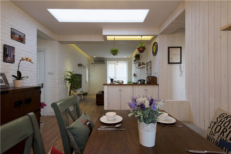 重庆招商江湾城田园风格88平米设计装修效果图