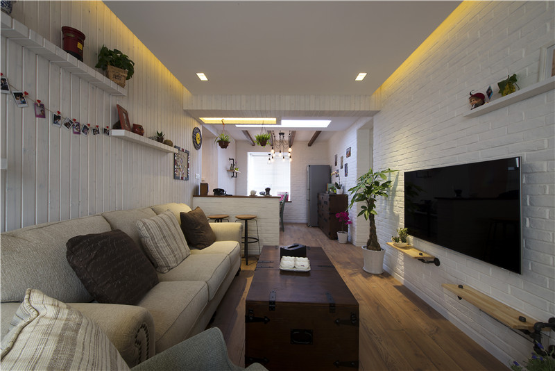 重庆招商江湾城田园风格88平米设计装修效果图