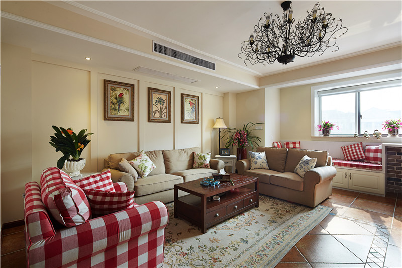 兰州紫雅花园田园风格少公馆104平米设计装修效果图