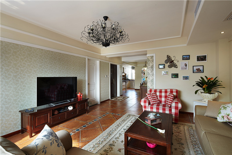 兰州紫雅花园田园风格少公馆104平米设计装修效果图