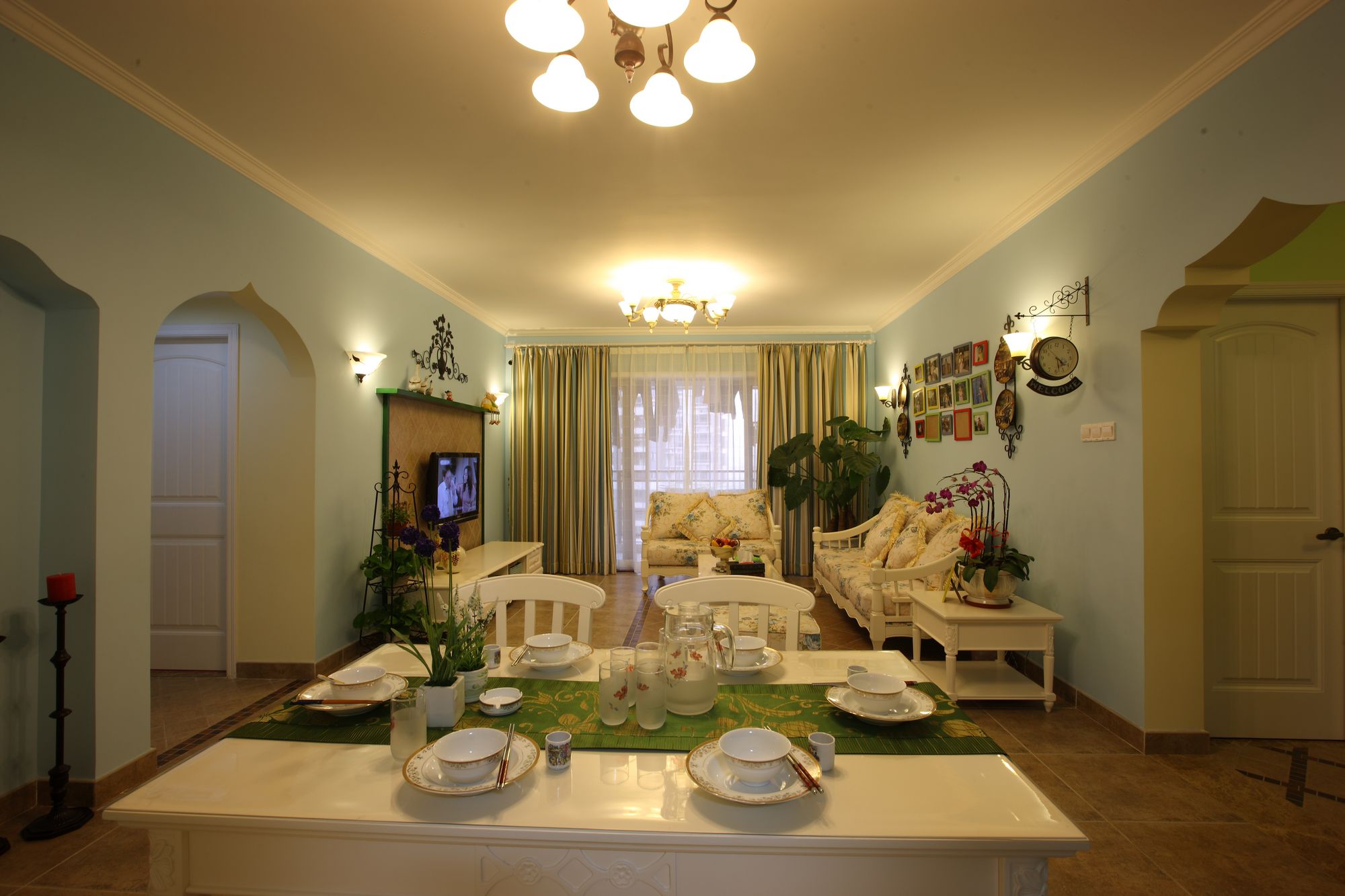 杭州田园风格风华苑164平米设计装修效果图