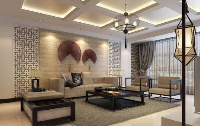 风格独特的东南亚风格客厅吊顶~