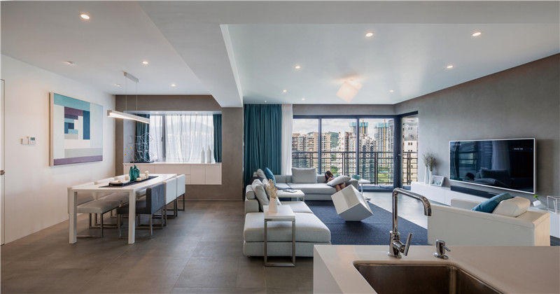 现代简约风格设计郑州天伦庄园114平米装修效果图	