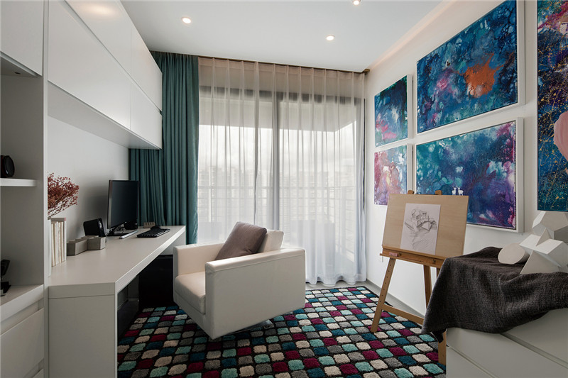 现代简约风格设计郑州天伦庄园114平米装修效果图	