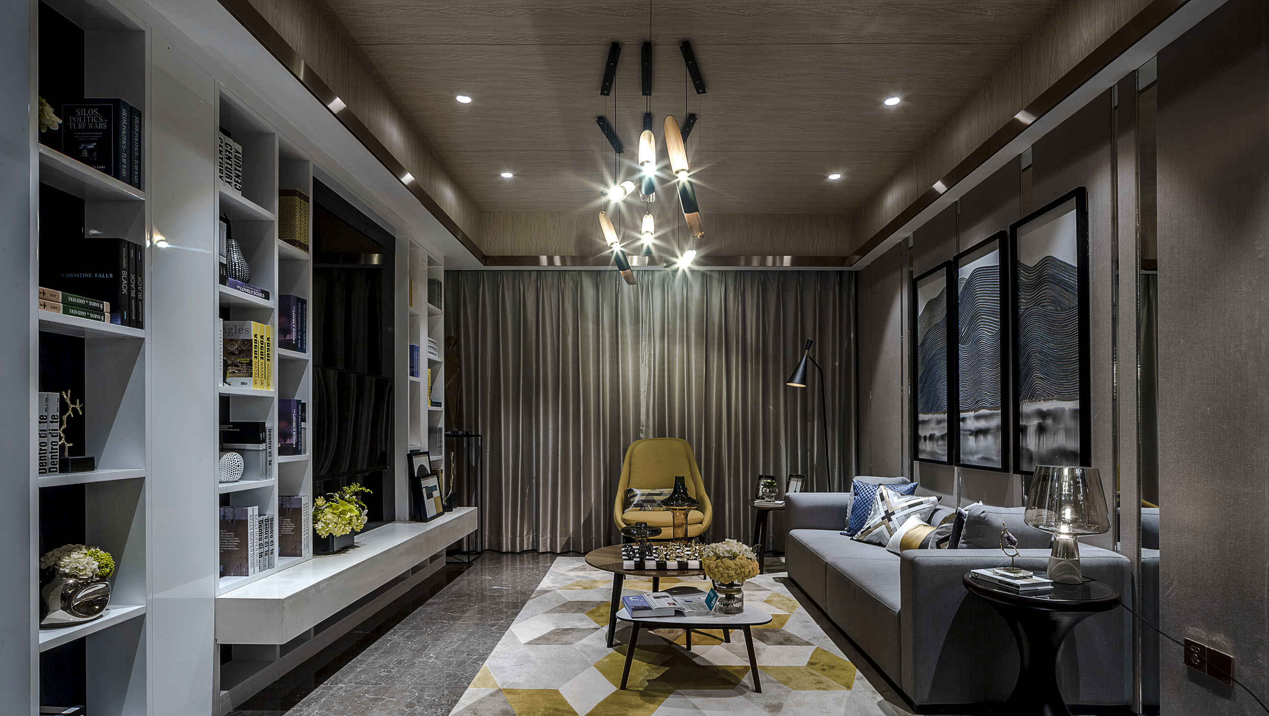 现代简约风格设计福州中茂岱湖城157平米装修效果图