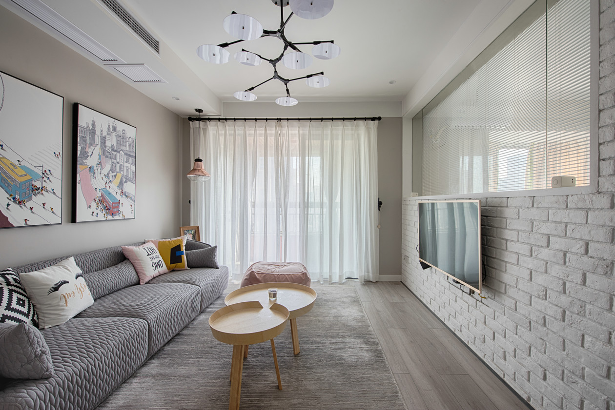 北欧风格设计贵港港津华花园78平米装修效果图