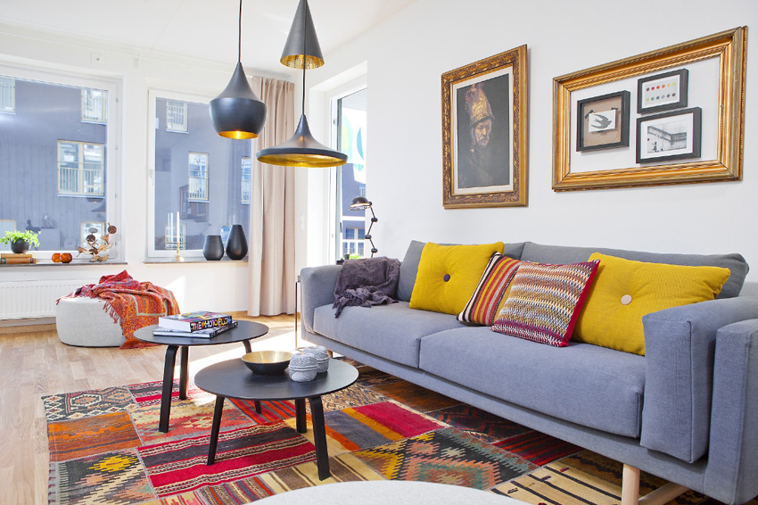 北欧风格设计湖州南林花苑80平米装修效果图