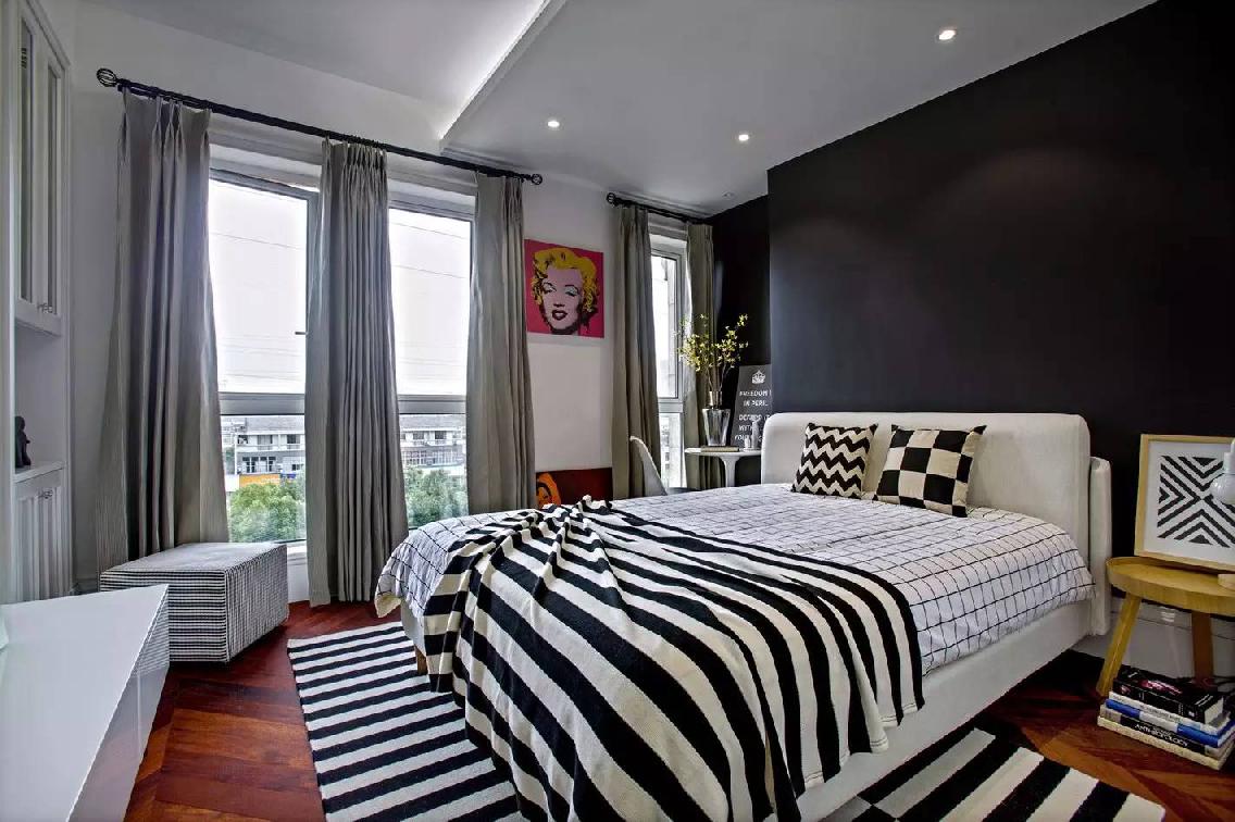 宜家简约黑白卧室装修效果图