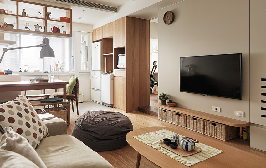 现代简约风格设计55平米一室一厅装修效果图