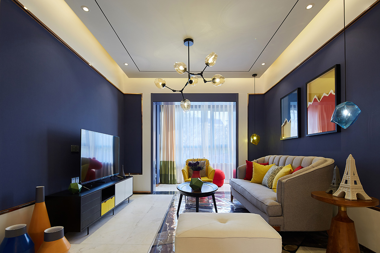 现代简约风格设计武汉天琴湾79平米两室一厅装修效果图