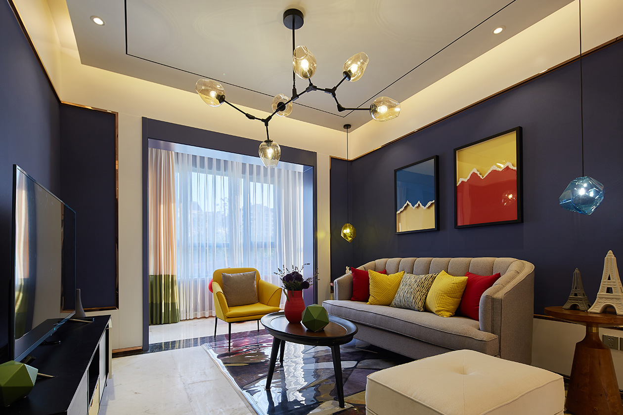 现代简约风格设计武汉天琴湾79平米两室一厅装修效果图