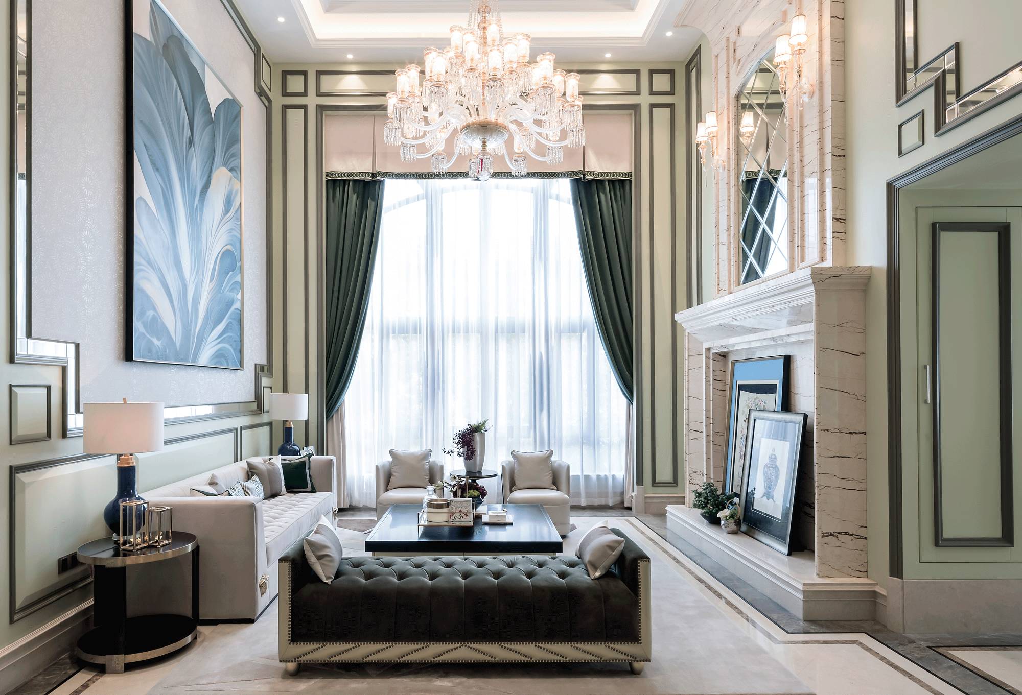 欧式风格设计扬州京杭融园295平米别墅装修效果图