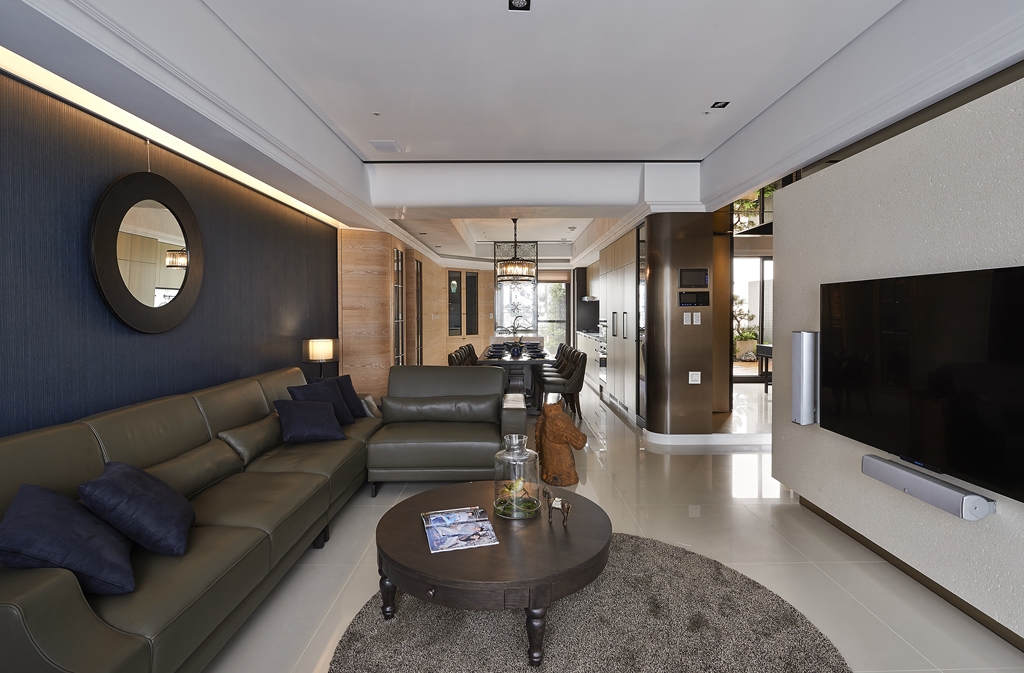 台式港式风格设计大理福景明园120平米三室一厅装修效果图