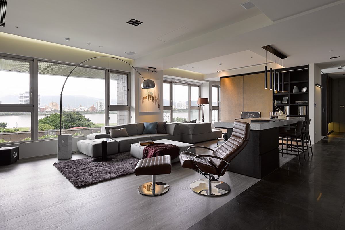 港式台式风格设计大理奥霖大厦135平米三室二厅装修效果图