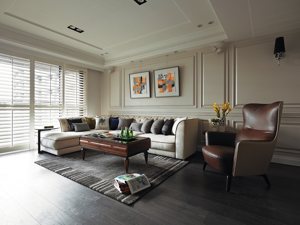 台式港式风格设计东莞金桂华府110平米二室一厅装修效果图