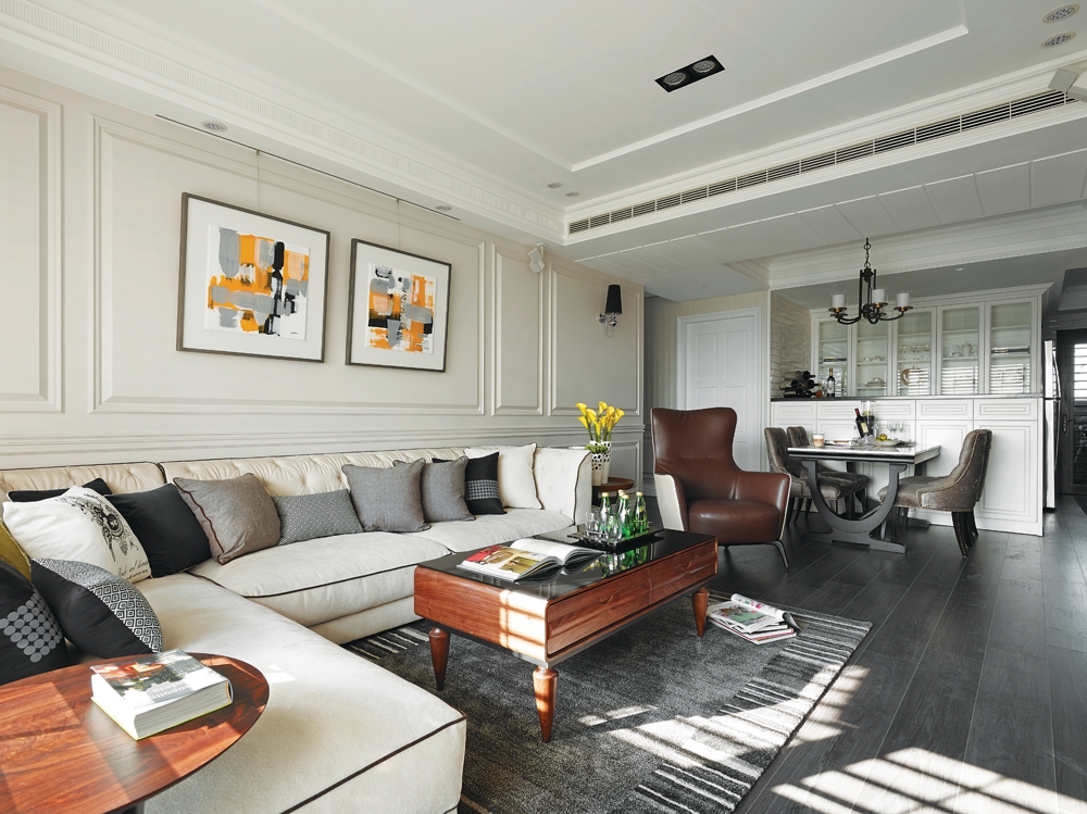 台式港式风格设计东莞金桂华府110平米二室一厅装修效果图