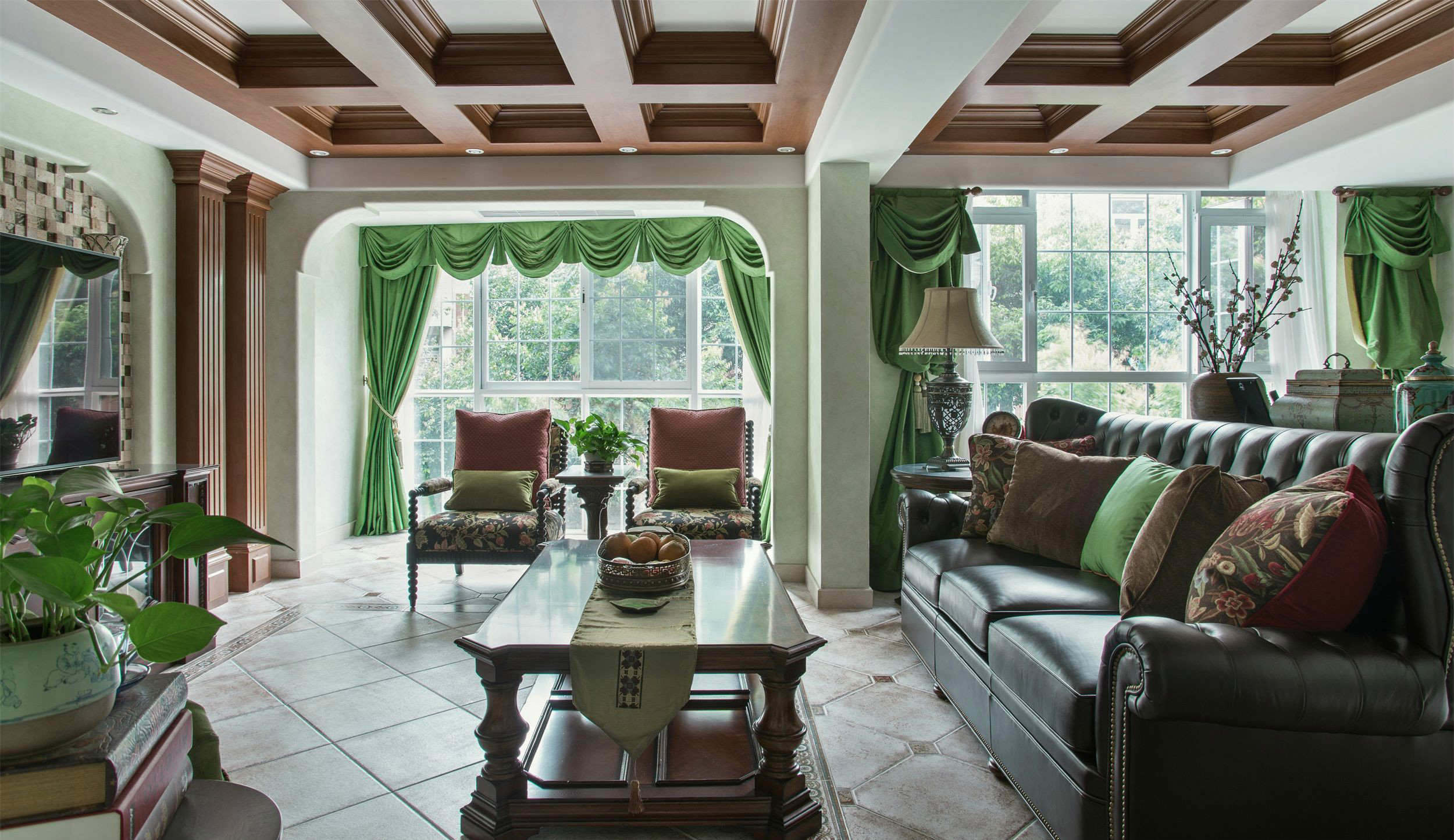 别墅装修设计效果图 美式风格装修样板间210平米