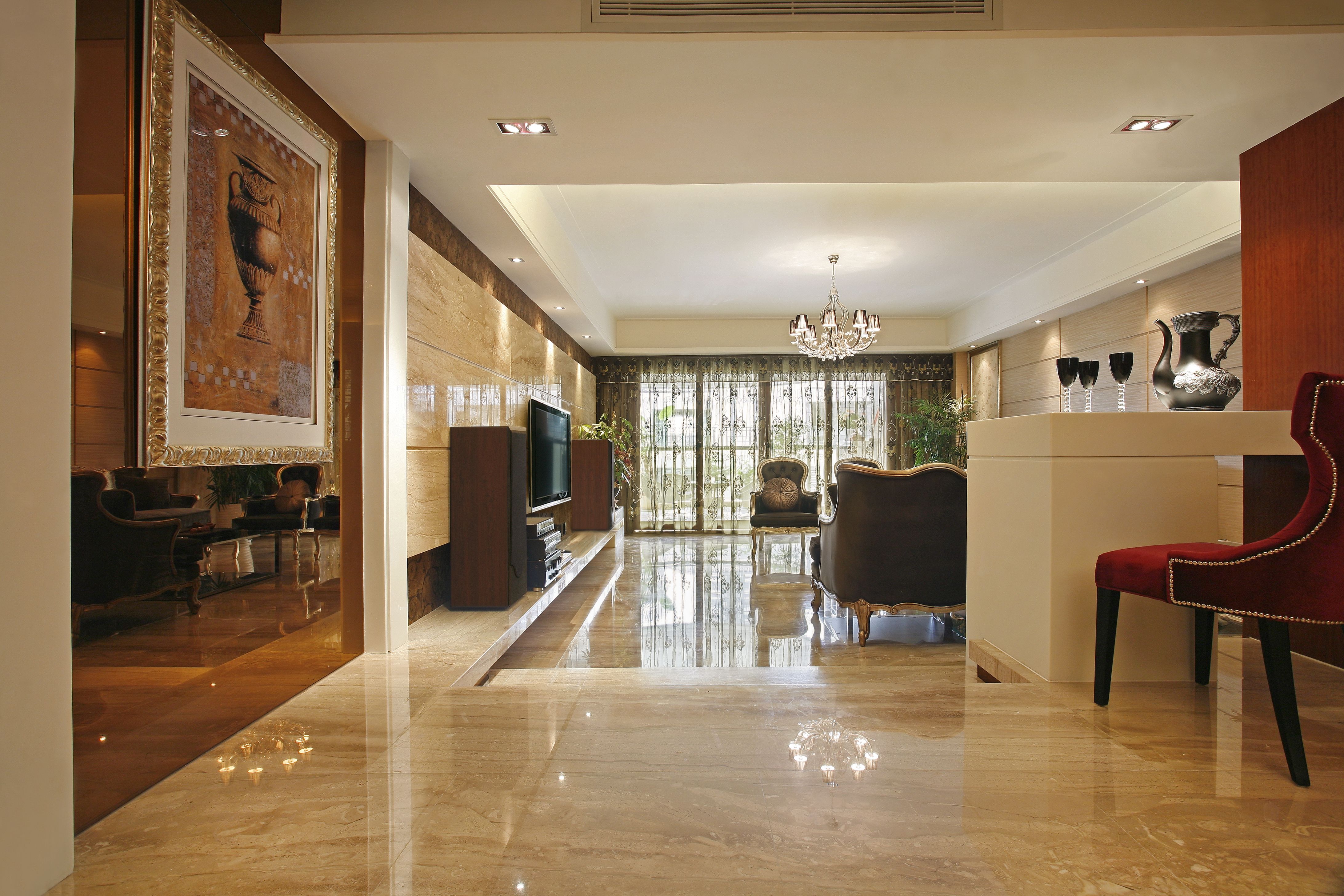 平层欧式装修风格设计效果图片  126平米装修样板间盛世华庭