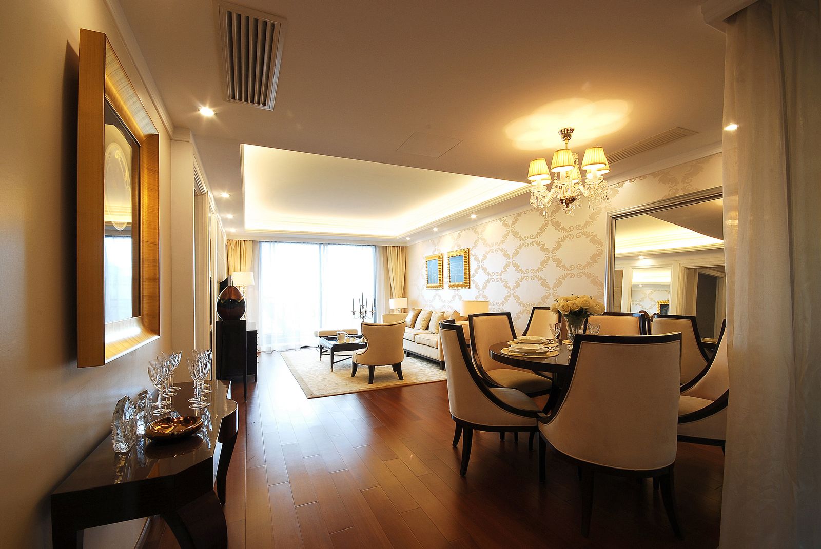 欧式装修风格设计效果图片 平层136平米装修样板间怡景园