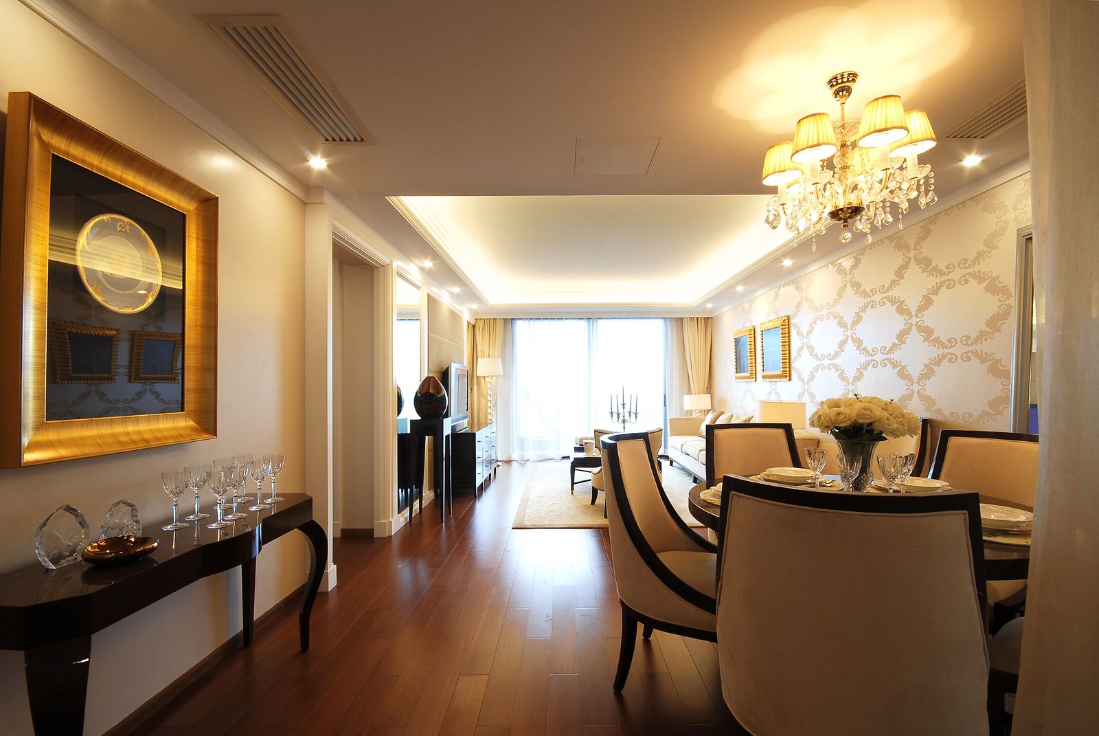 欧式装修风格设计效果图片 平层136平米装修样板间怡景园