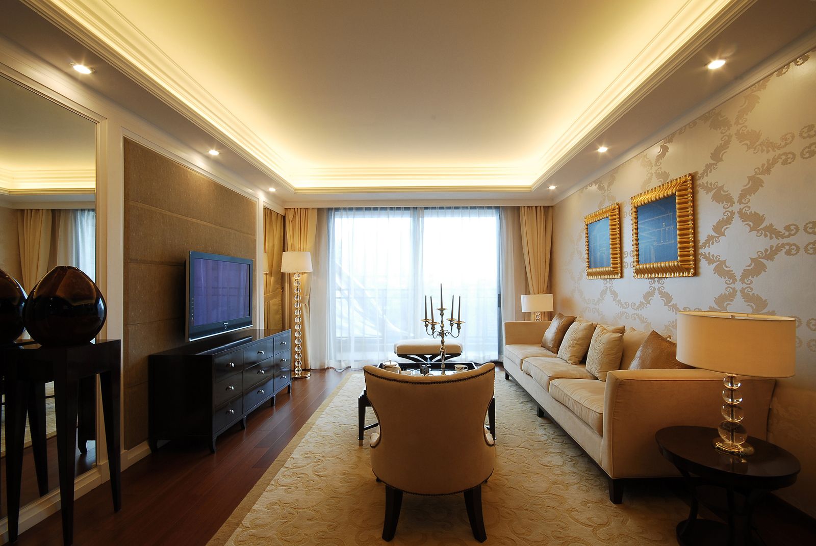 欧式装修风格设计效果图片 平层136平米装修样板间怡景园