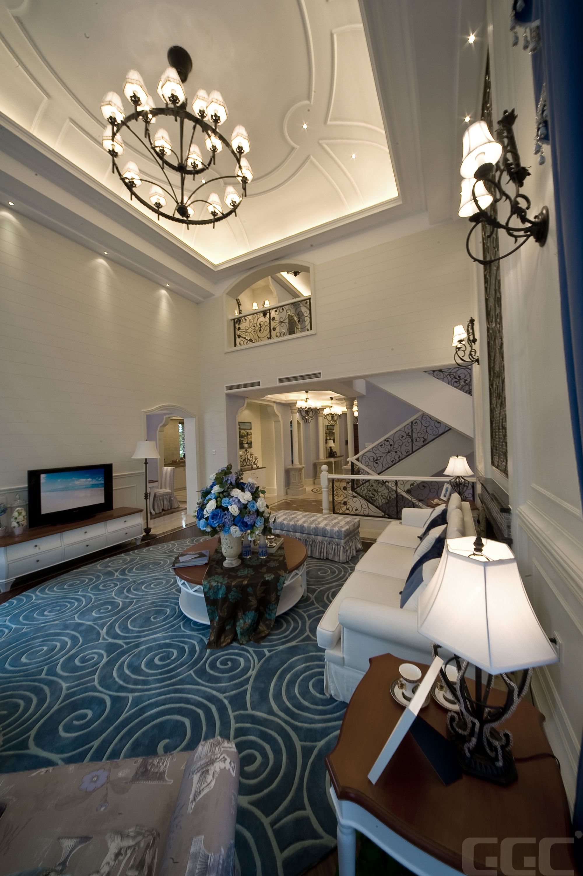 地中海装修设计效果图片 138平米大户型装修样板间帝豪花园(学府街)