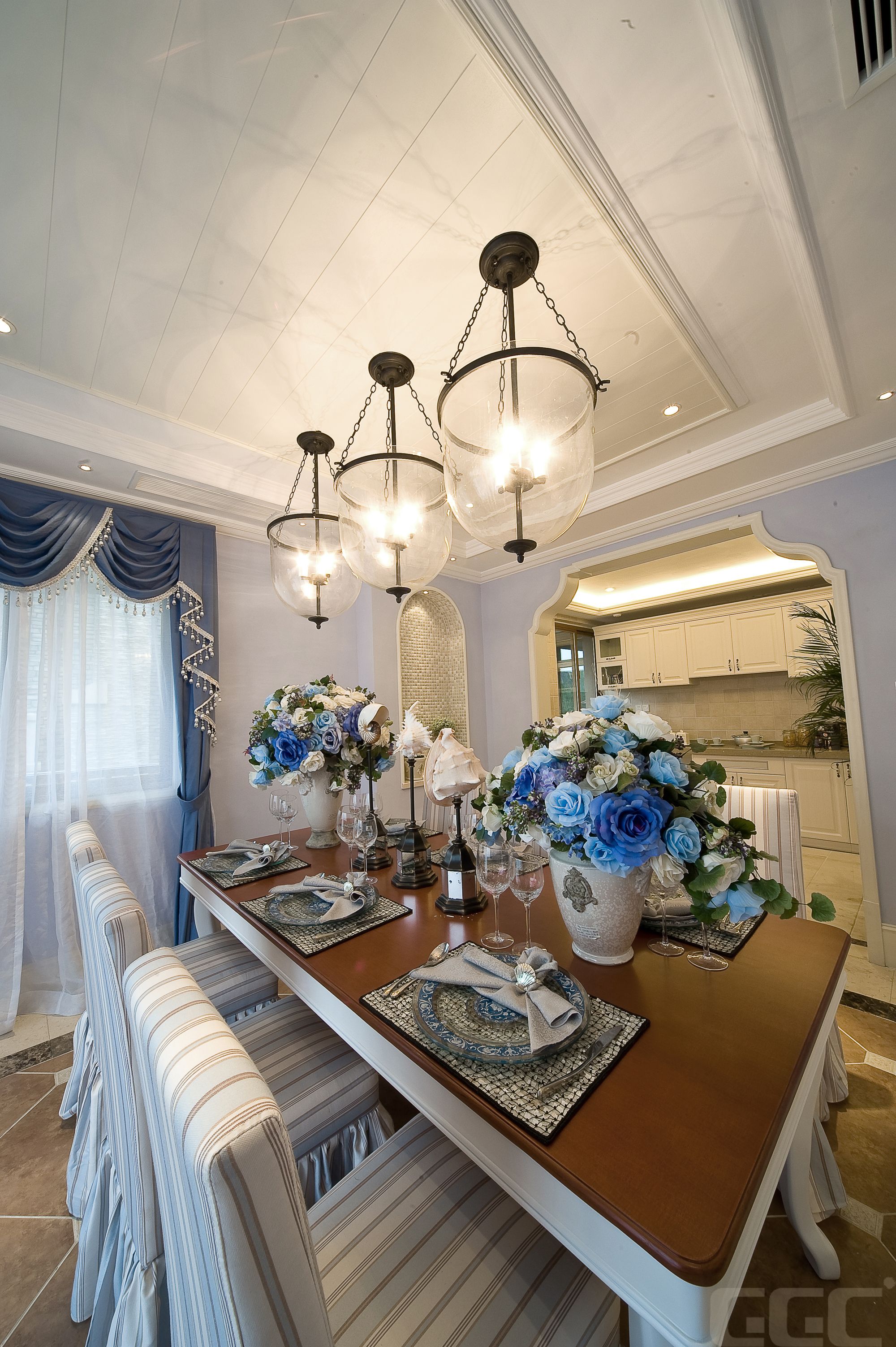 地中海装修设计效果图片 138平米大户型装修样板间帝豪花园(学府街)