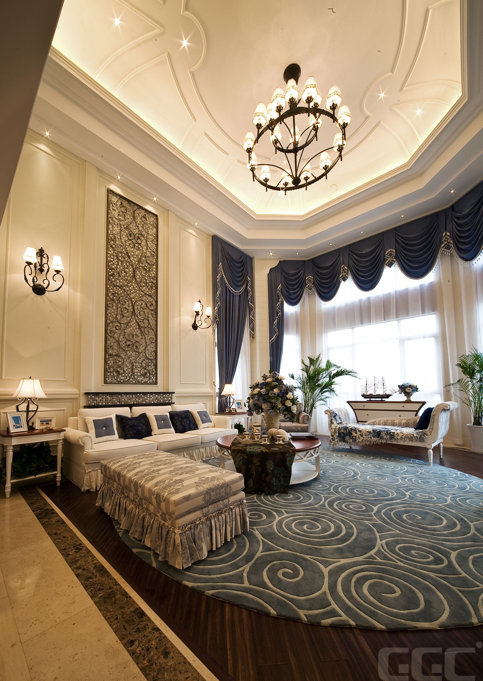 地中海装修设计效果图片 138平米大户型装修样板间帝豪花园(学府街)