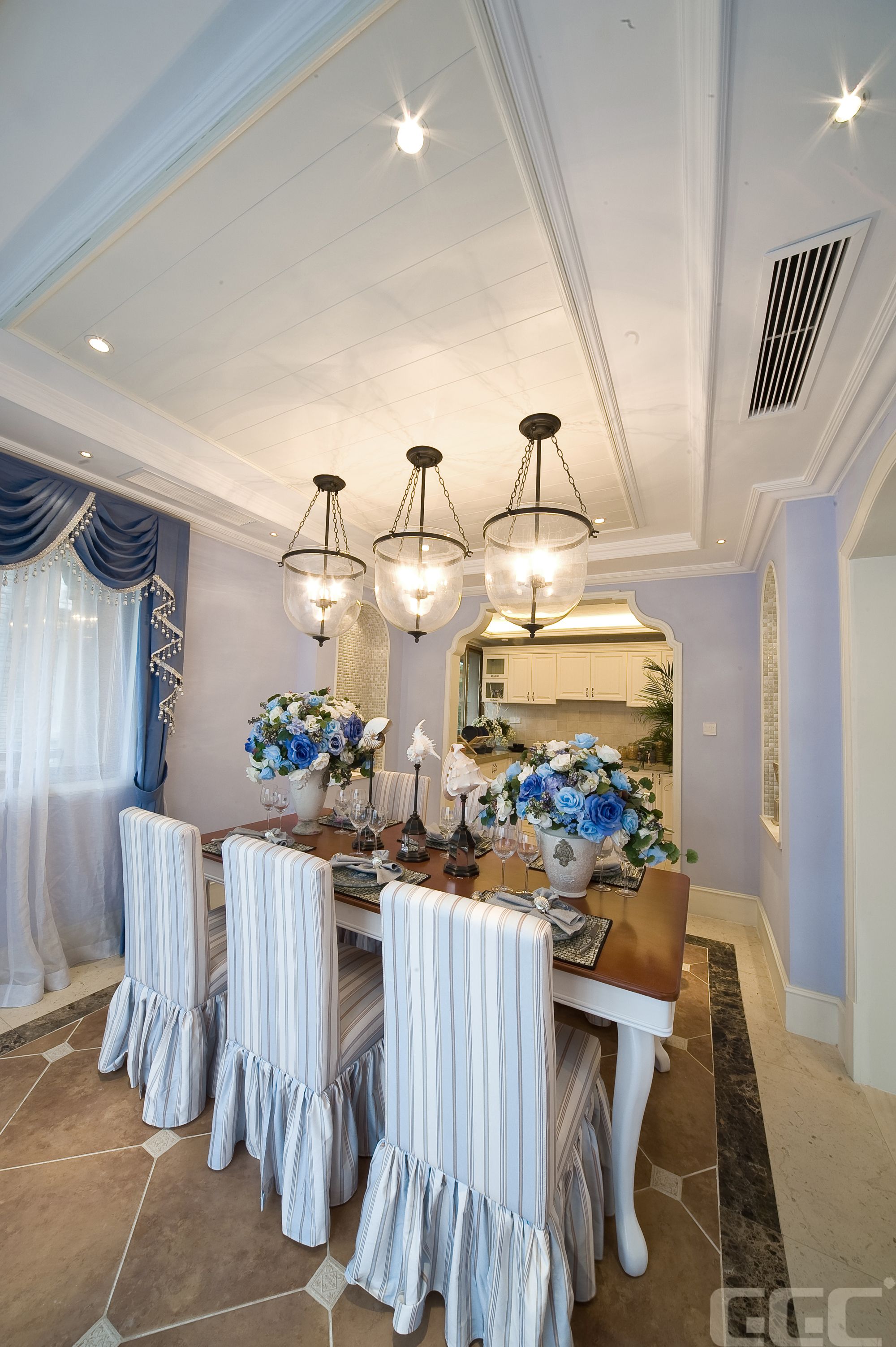 地中海装修设计效果图片 138平米大户型装修样板间帝豪花园(学府街)