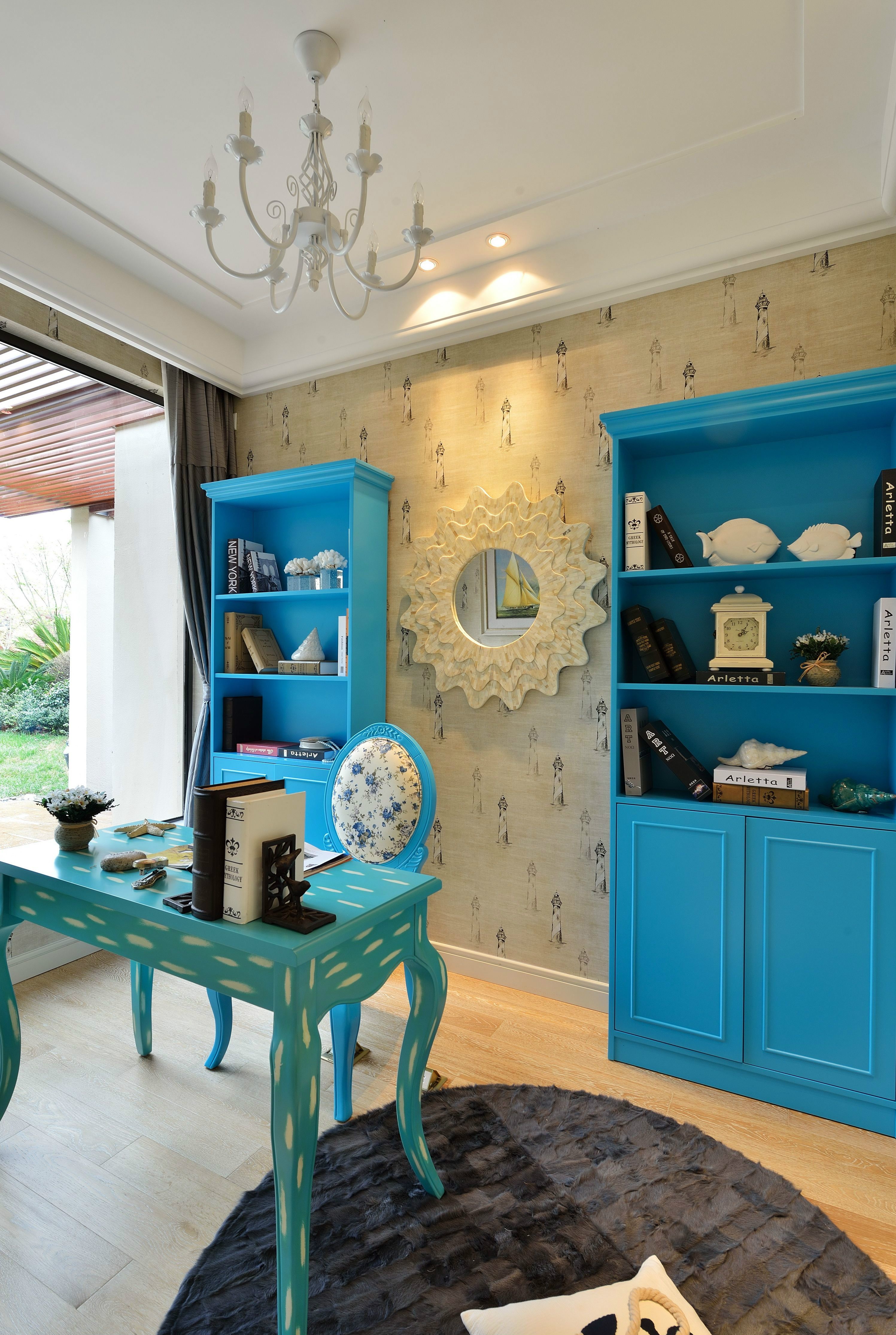 地中海装修设计效果图片 89平米二室一厅装修样板间科干小区