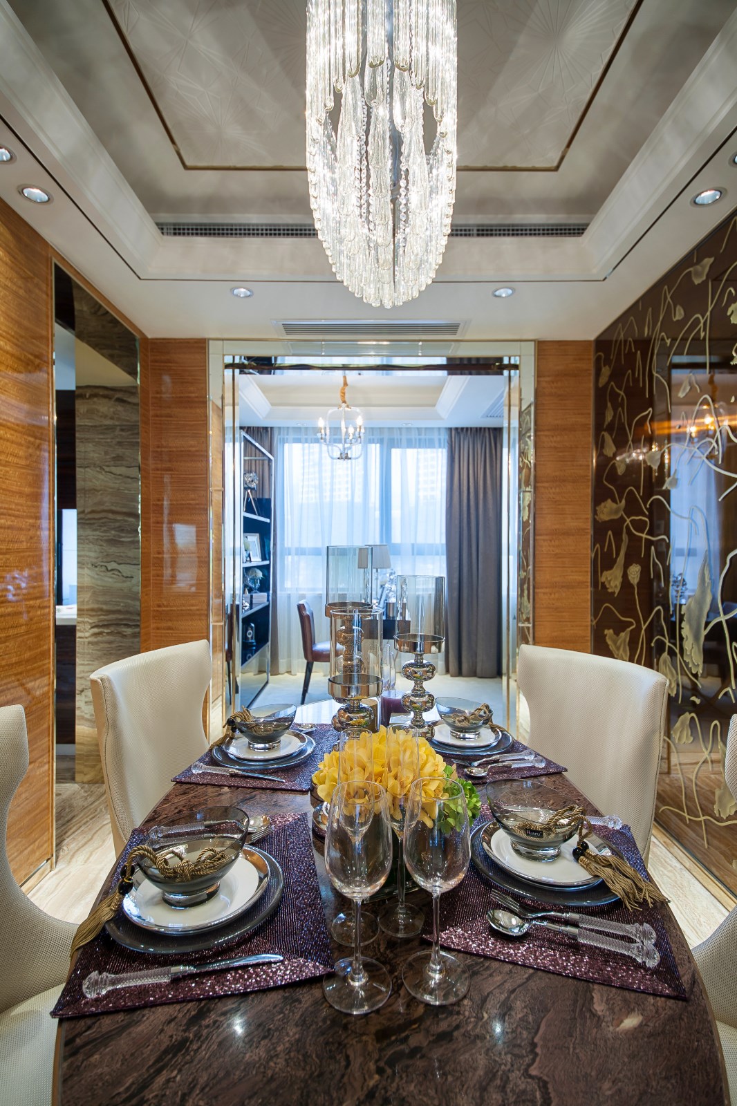 现代风格装修设计效果图片  平层装修样板间110平米 银亿海悦