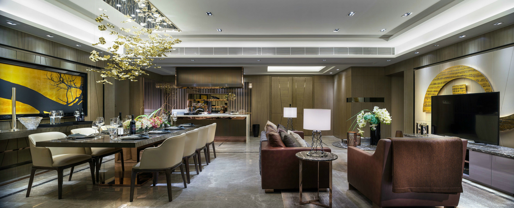 现代装修设计效果图片 平层116平米装修设计样板间案例图片 金峰园