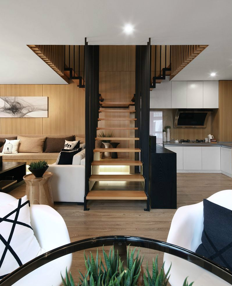 家庭房屋装修效果图片 现代风格跃层89平米装修样板间图片 澜都园