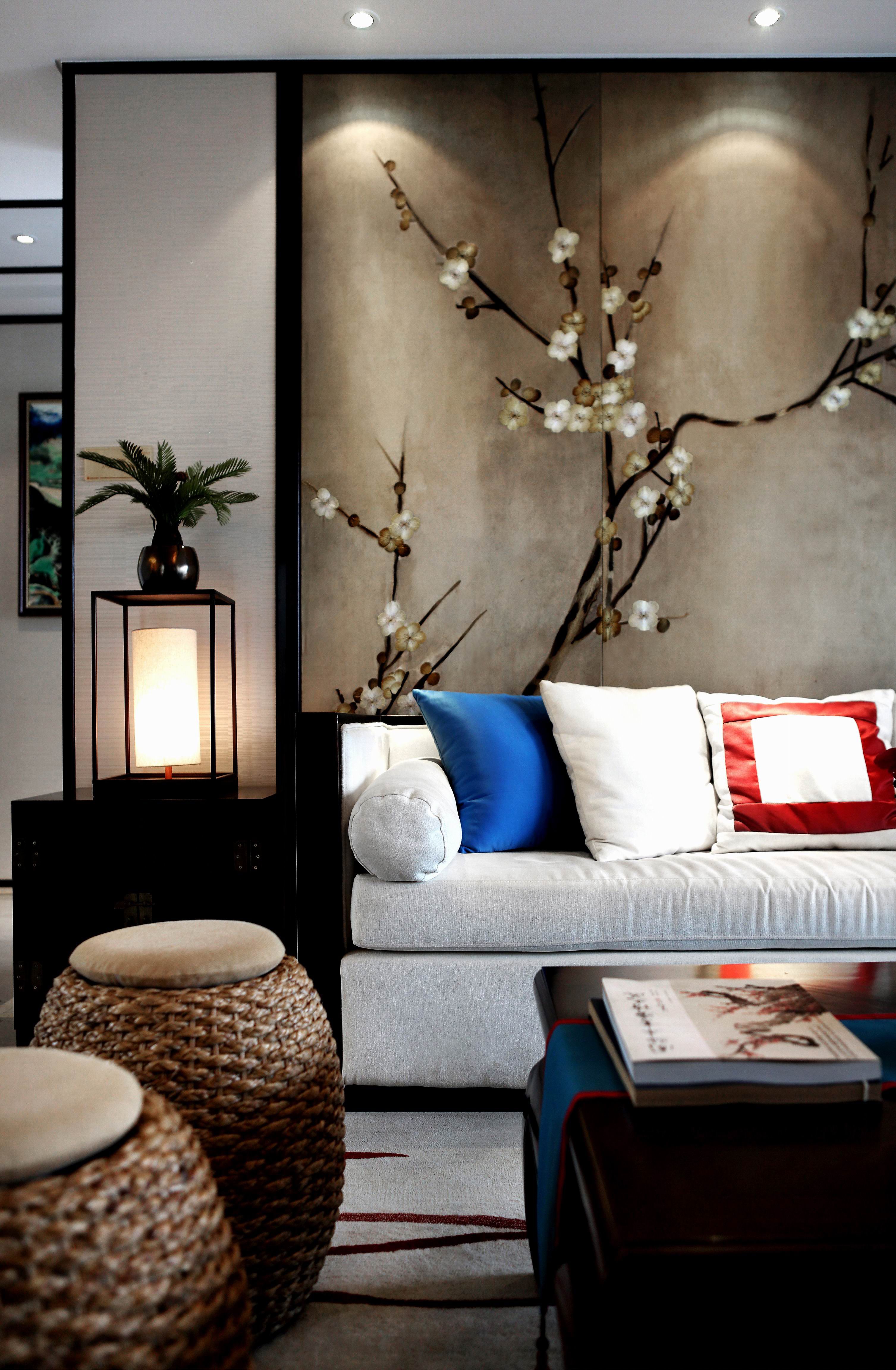 平层装修效果图 中式风格装修样板间图片 120平米江边聚龙花园