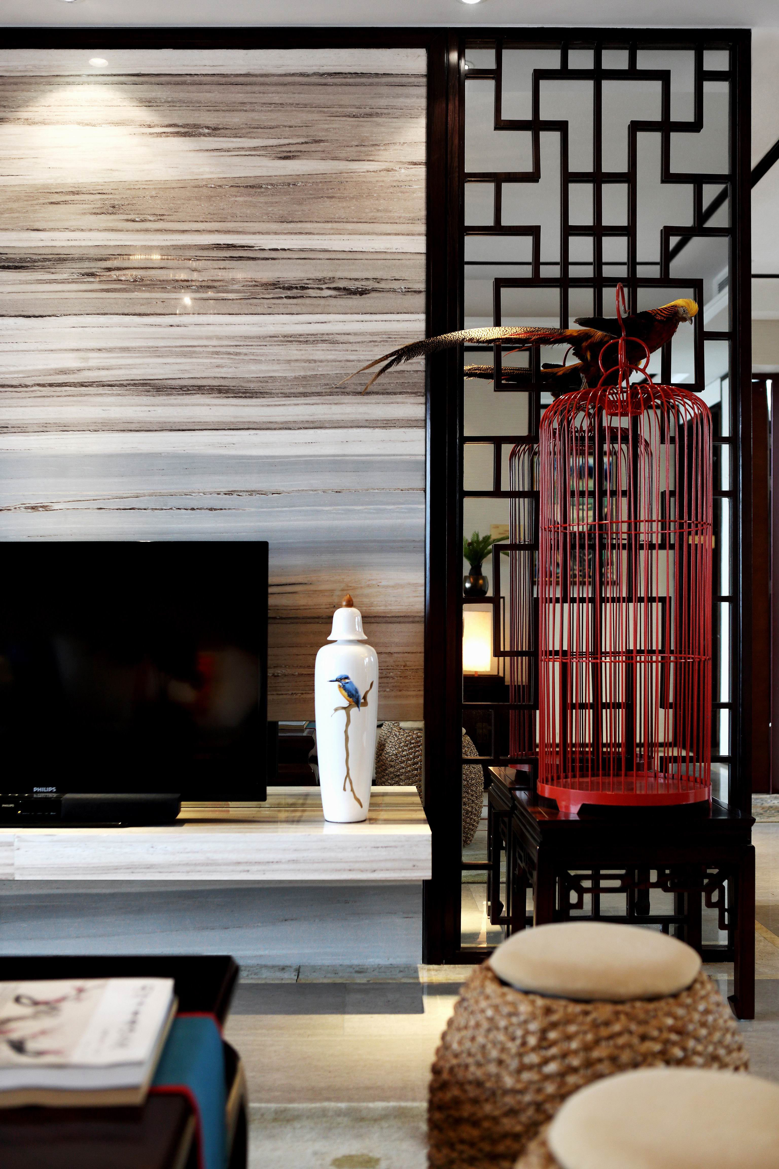 平层装修效果图 中式风格装修样板间图片 120平米江边聚龙花园