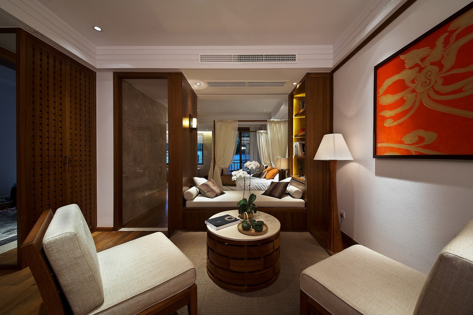 中式风格装修效果图 平层装修样板间图片 132平米鑫华园