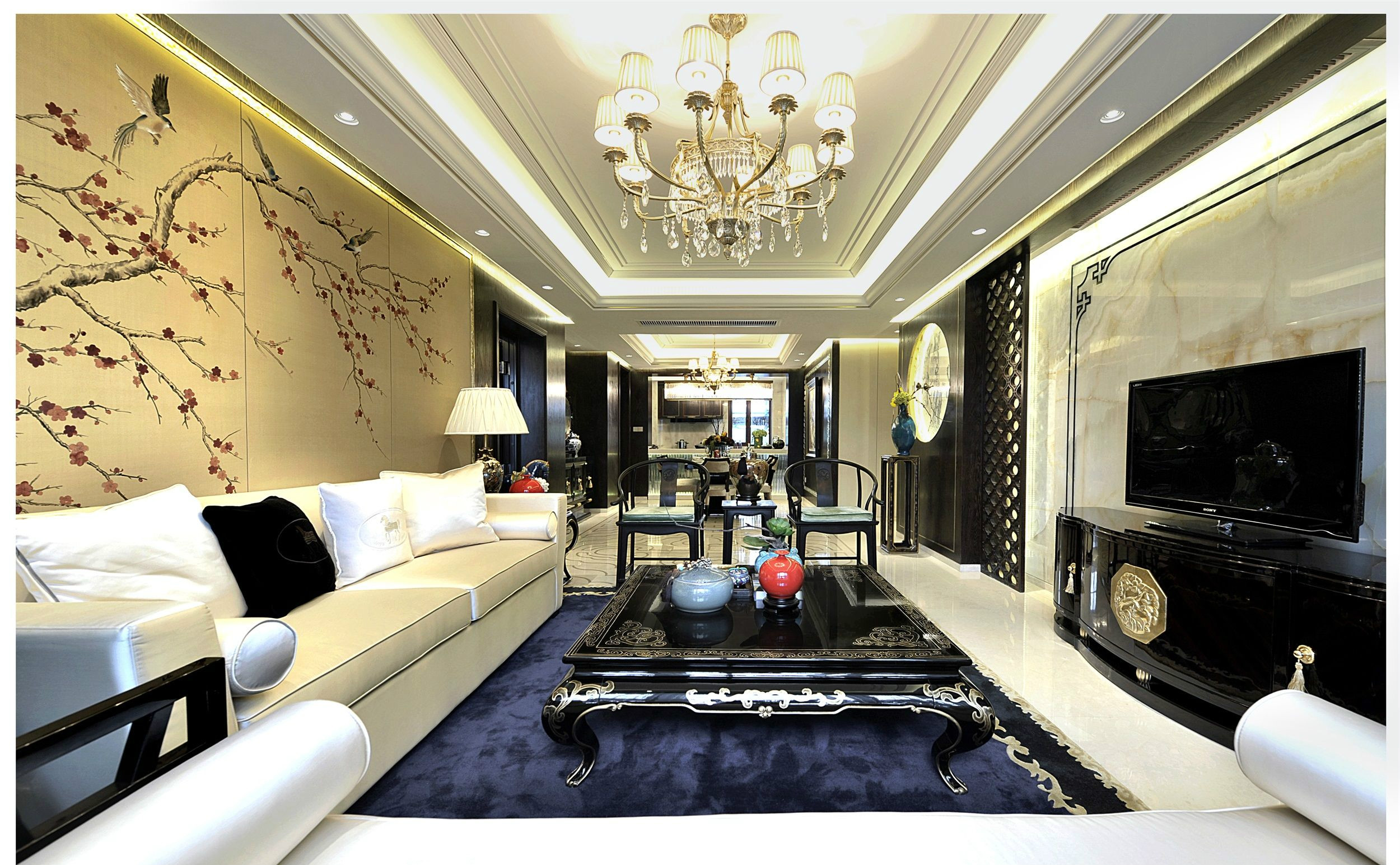 大平米装修设计效果图  中式风格装修样板间图片136平米 福汇小区