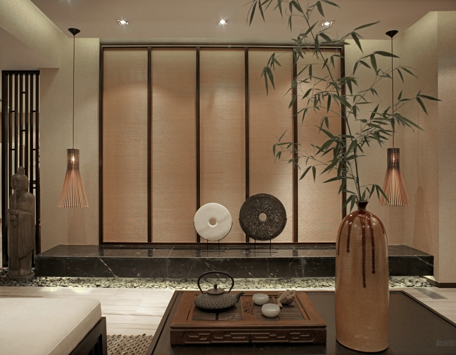 平层装修效果图 中式风格装修设计样板间图片 109平米十六栋小区